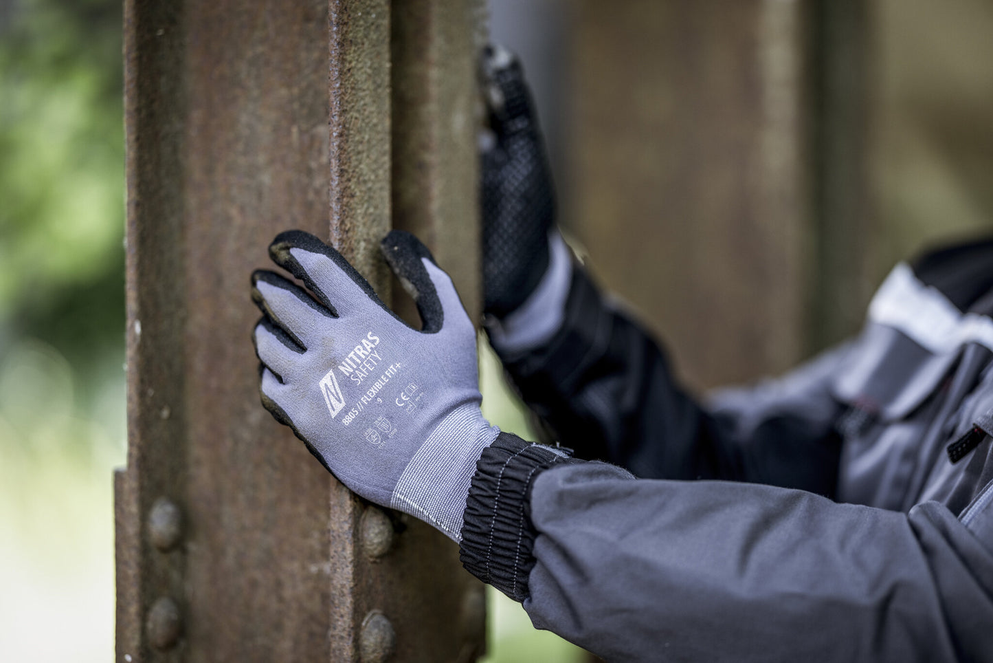 Arbeitshandschuhe mit Nitrilnoppen Nitras 8805 schwarz/grau (Gr.8-11)