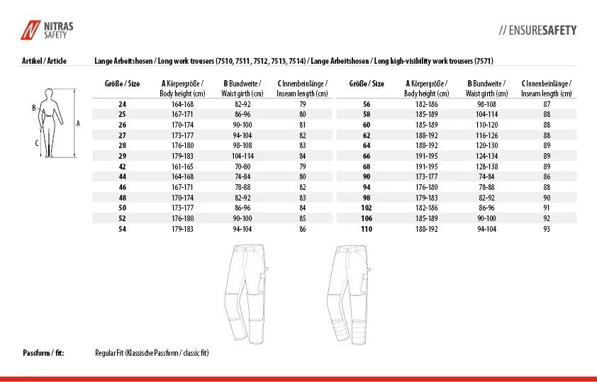 Warnschutz-Arbeitshose NITRAS 7571 gelb/marine, orange/marine (Gr.46-60)