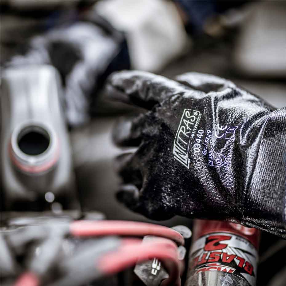 Nitrilhandschuhe mit Vollbeschichtung Nitras 03440 blau (Gr. 8–11)