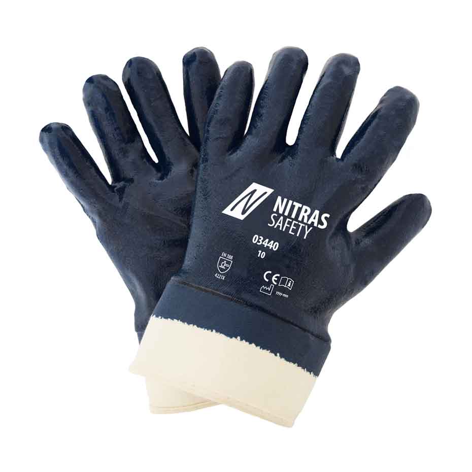 Nitrilhandschuhe mit Vollbeschichtung Nitras 03440 blau (Gr. 8–11)