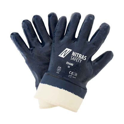 Nitrilhandschuhe mit Vollbeschichtung Nitras 03440 blau (Gr. 8–11)