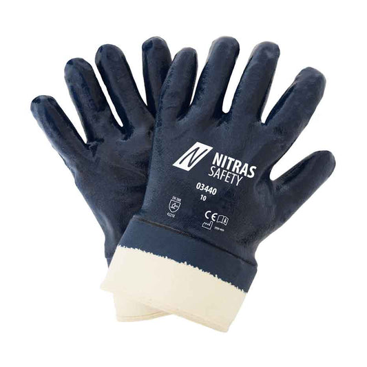 Nitrilhandschuhe mit Vollbeschichtung Nitras 03440 blau (Gr. 8–11)