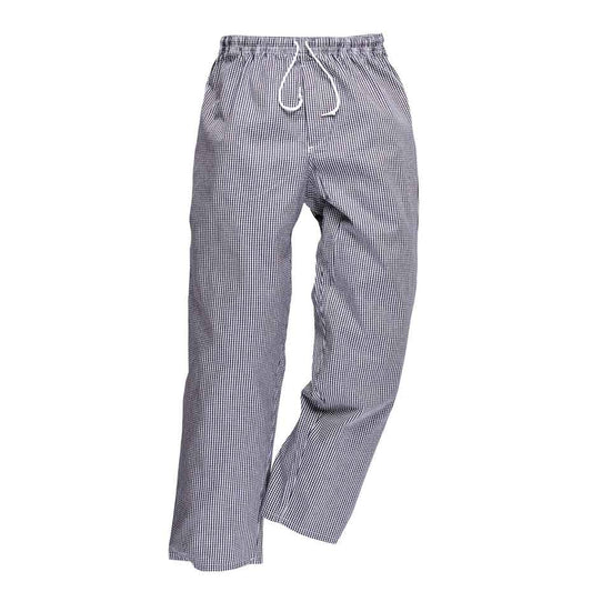 Kochhose mit Kordelzug C079 Portwest kariert blau/weiß (Gr.XS–4XL)