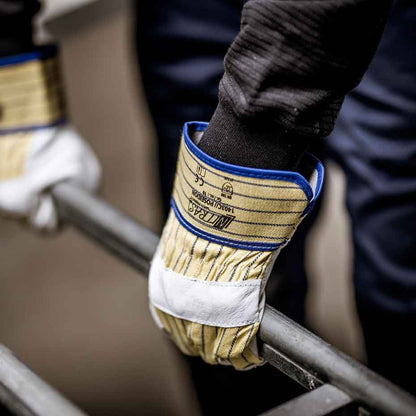 Rindvolllederhandschuhe Nitras 1403C POSEIDON gelb/blau (Gr.10)