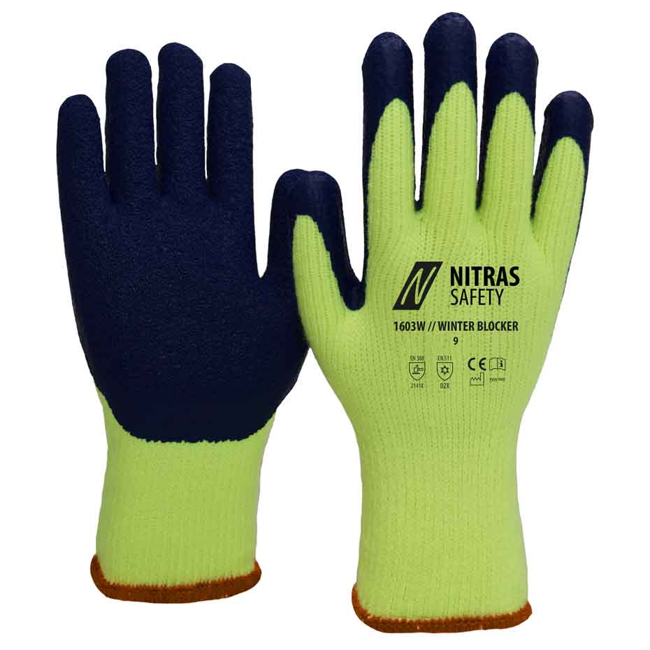 Winterhandschuhe Nitras 1603W WINTER BLOCKER neongelb/blau (Gr.7-11)