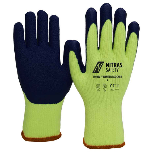 Winterhandschuhe Nitras 1603W WINTER BLOCKER neongelb/blau (Gr.7-11)