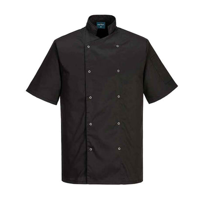 Kochjacke Cumbria C733 Portwest schwarz/weiß (Gr.XS–4XL)