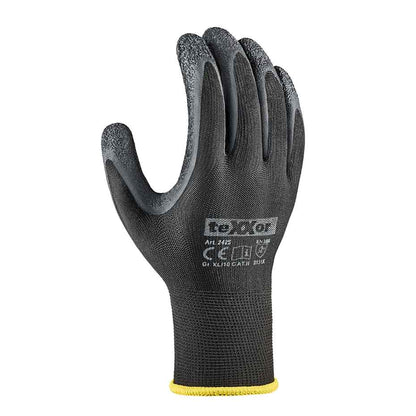 Polyester-Strickhandschuhe mit Latexbeschichtung Texxor 2425 schwarz (Gr.7-11)