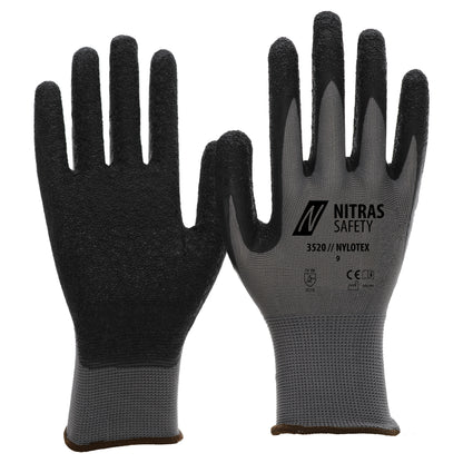 Nylonhandschuhe Nitras 3520 NYLOTEX grau/schwarz (Gr.7-11)