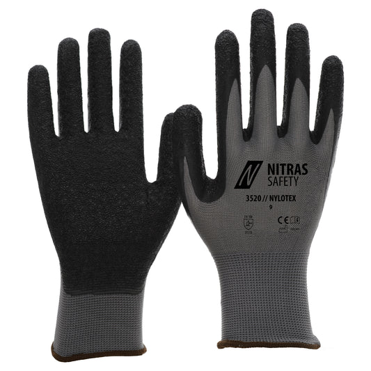 Nylonhandschuhe Nitras 3520 NYLOTEX grau/schwarz (Gr.7-11)