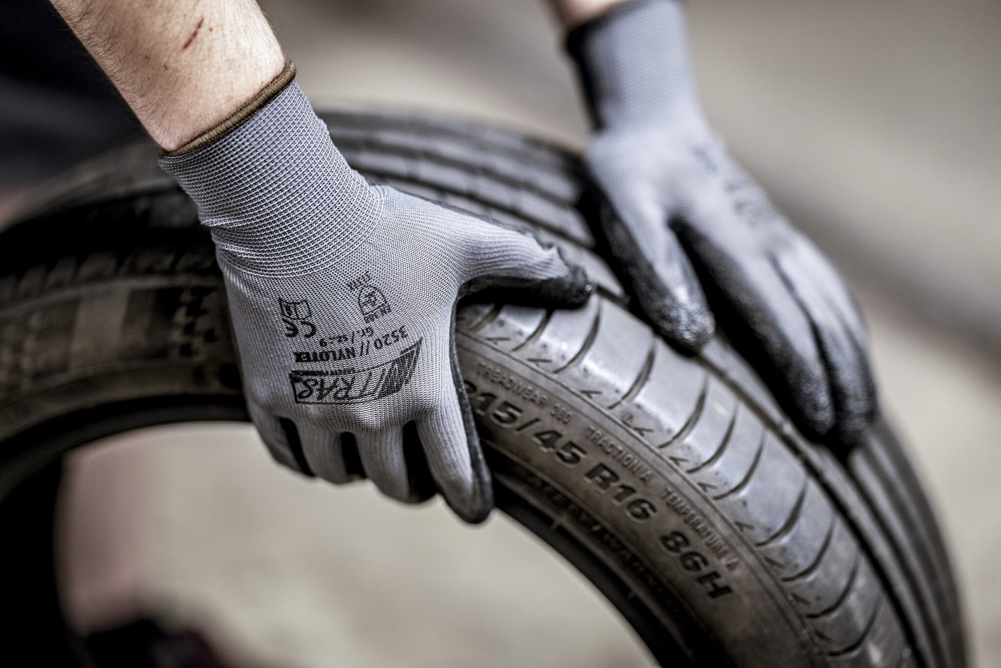 Nylonhandschuhe Nitras 3520 NYLOTEX grau/schwarz (Gr.7-11)