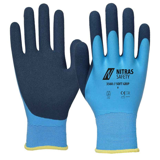 Montagehandschuhe mit zweifacher Beschichtung Nitras 3560 SOFT GRIP blau (Gr. 8–11)