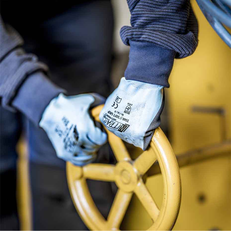 Montagehandschuhe mit zweifacher Beschichtung Nitras 3560 SOFT GRIP blau (Gr. 8–11)