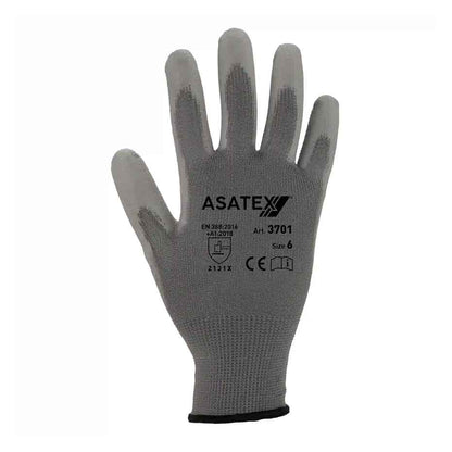 Feinstrickhandschuhe mit PU-Beschichtung Asatex 3701 grau (Gr.7-11)