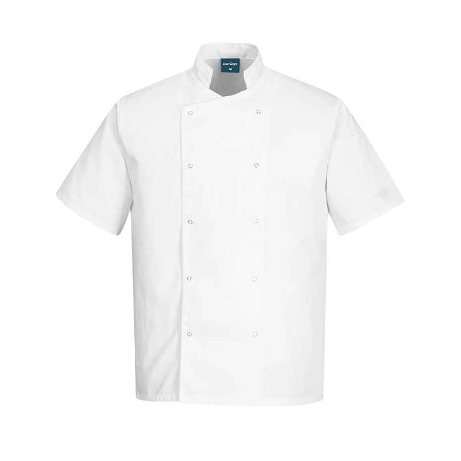 Kochjacke Cumbria C733 Portwest schwarz/weiß (Gr.XS–4XL)