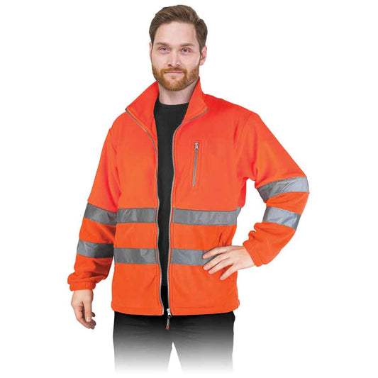 Fleecejacke mit Reflexstreifen POLSTRIP orange (Gr. S–3XL)