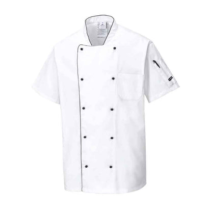 Kochjacke mit Mesh-Einsatz im Rücken C676 Portwest weiß (Gr.XS-XXXL)