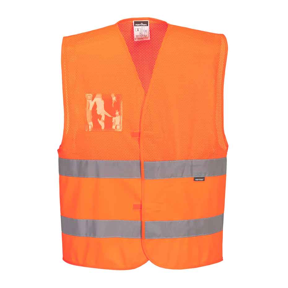 Warnschutzweste MeshAir mit 2 Reflexstreifen C494 Portwest gelb/orange (Gr.S-5XL)