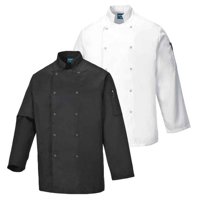 Kochjacke Suffolk C833 Portwest schwarz/weiß (Gr.XS-XXXL)