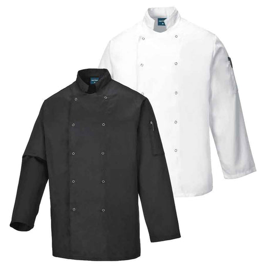 Kochjacke Suffolk C833 Portwest schwarz/weiß (Gr.XS-XXXL)