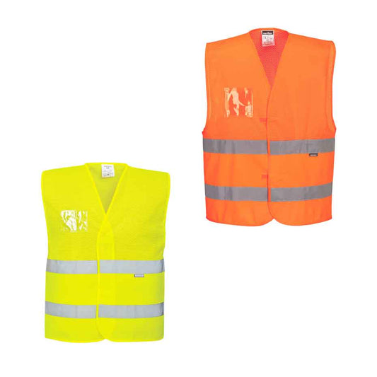 Warnschutzweste MeshAir mit 2 Reflexstreifen C494 Portwest gelb/orange (Gr.S-5XL)