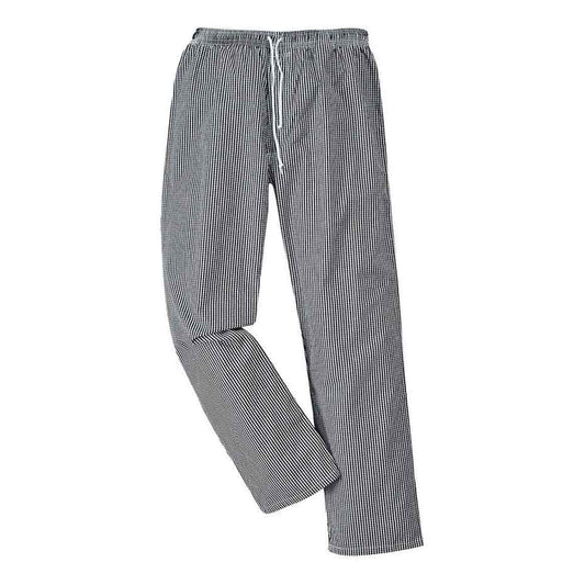 Kochhose mit Kordelzug C079 Portwest kariert schwarz/weiß (Gr.XS–4XL)
