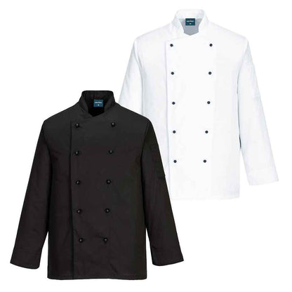 Kochjacke Somerset C834 Portwest schwarz/weiß (Gr.XS–XXXL)
