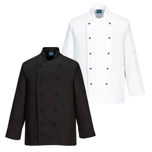 Kochjacke Somerset C834 Portwest schwarz/weiß (Gr.XS–XXXL)