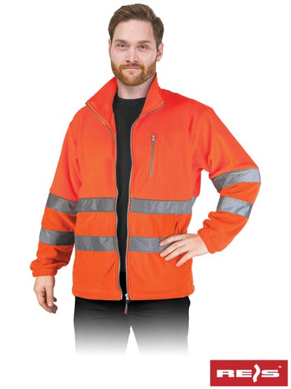 Fleecejacke mit Reflexstreifen POLSTRIP orange (Gr. S–3XL)