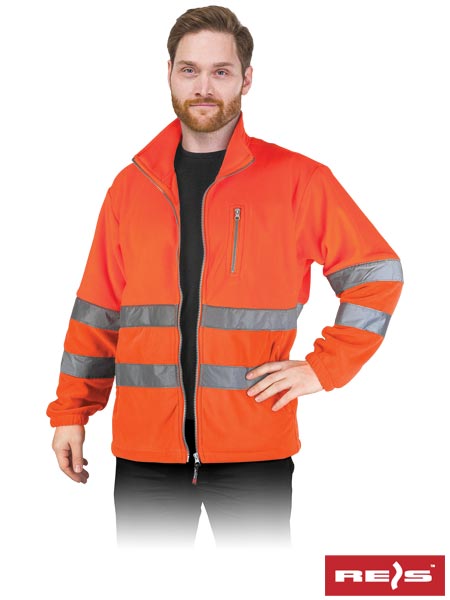 Fleecejacke mit Reflexstreifen POLSTRIP orange (Gr. S–3XL)