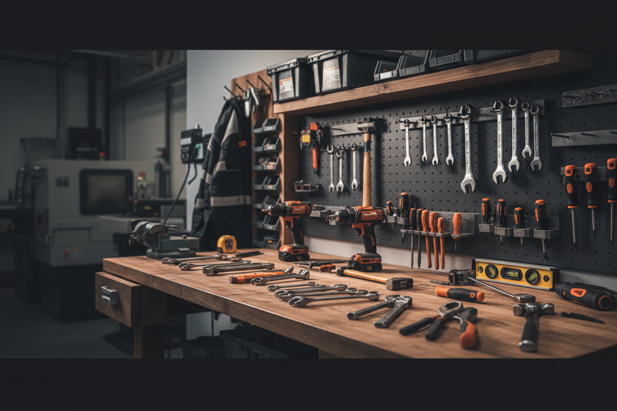 Erstelle mir ein Sliderbild zum Thema Werkzeuge