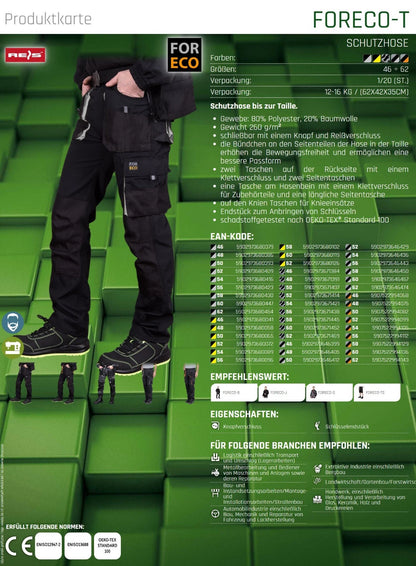 Arbeitshose FORECO 260 g/m² schwarz/hellgrau (Gr.46-62)